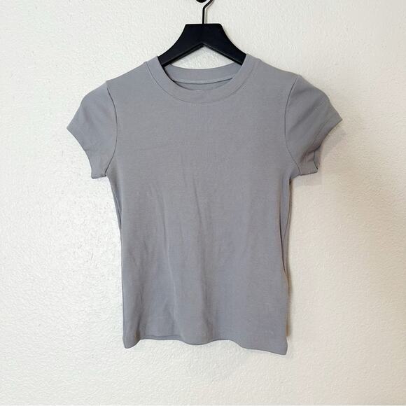 Madewell‎ Womens Top Supima® Rib Tee Fitted Dusk Gray Size XXS - Picture 1 of 10